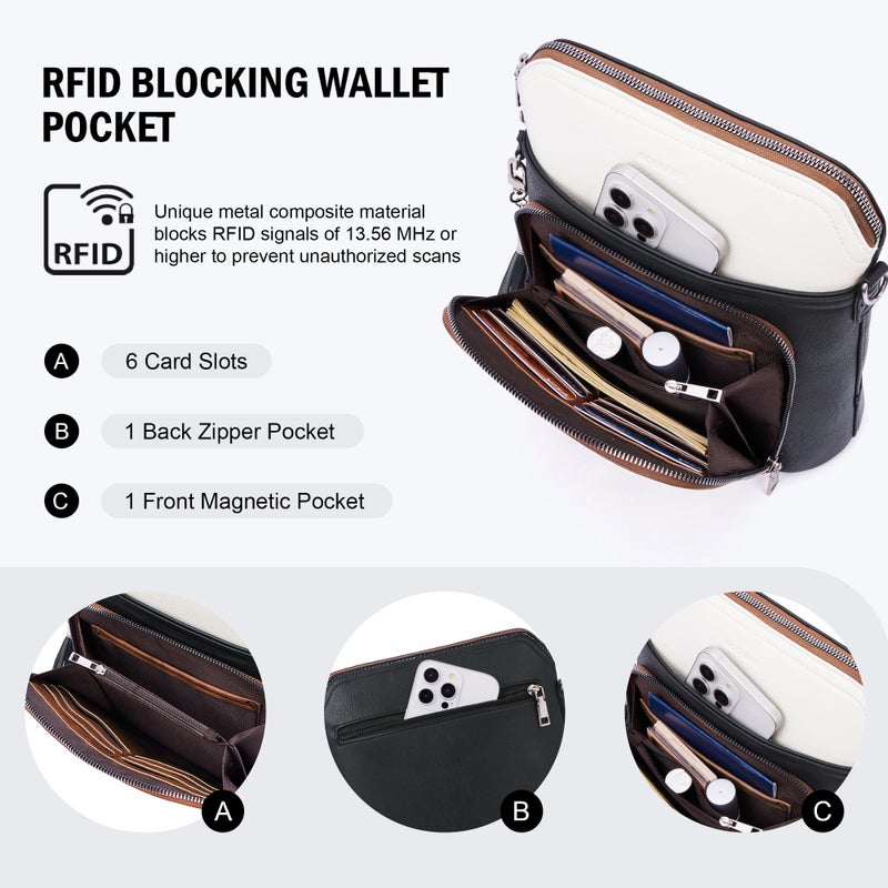 Roulens Crossbody Purse for Women Vegan Leather Medium Crossbody Wallet Bag for Travel Women Shoulder Handbags with Tassel - Image 3