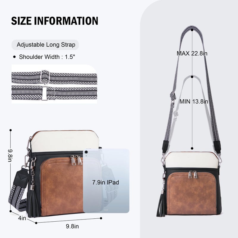 Roulens Crossbody Purse for Women Vegan Leather Medium Crossbody Wallet Bag for Travel Women Shoulder Handbags with Tassel - Image 4