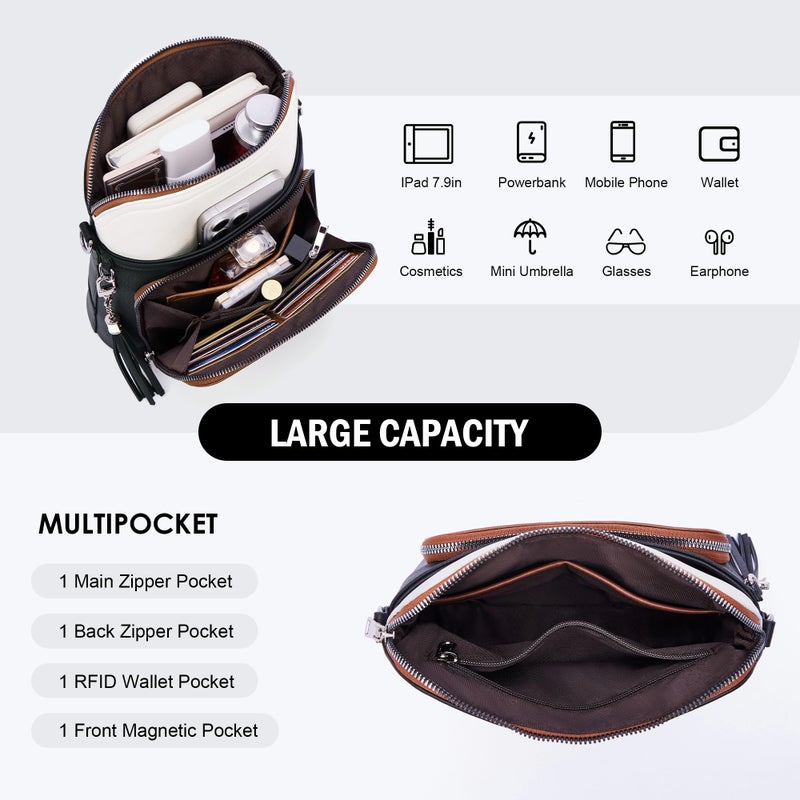 Roulens Crossbody Purse for Women Vegan Leather Medium Crossbody Wallet Bag for Travel Women Shoulder Handbags with Tassel - Image 5