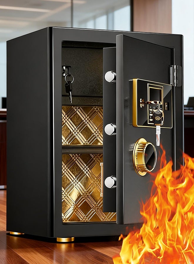 TAPIT Safe box Home Safe Box Fireproof Waterproof Heavy Duty Fire proof Safe Boxes for Home Use Removable Inner Cabinet and Shelf Anti-Theft Digital Safe Box for home Office Hotel 45x38x31cm - Image 1