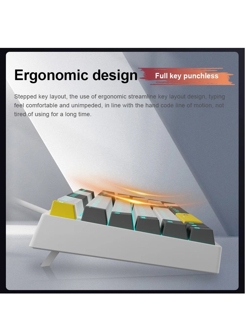 E-YOOSO Z-14 Mechanical Gaming Wired Keyboard,104 Key Red Switch Full-Size Computer Keyboards for Computer PC Laptop Gamer - White Grey - Image 4