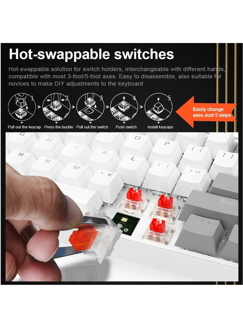 E-YOOSO Z-14 Mechanical Gaming Wired Keyboard,104 Key Red Switch Full-Size Computer Keyboards for Computer PC Laptop Gamer - White Grey - Image 5