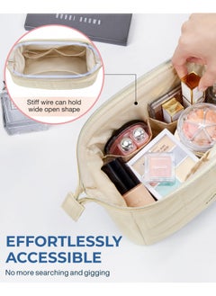 BAGSMART Makeup Bag Cosmetic Bag Wide Open, Beige, M, Wide-open Travel Makeup Bag With Puffy Padded and Rectangular Quilted - pzsku/Z850051E1E20C0FD07655Z/45/_/1728309272/3c9458a7-e65c-46c1-927a-0055f378c349