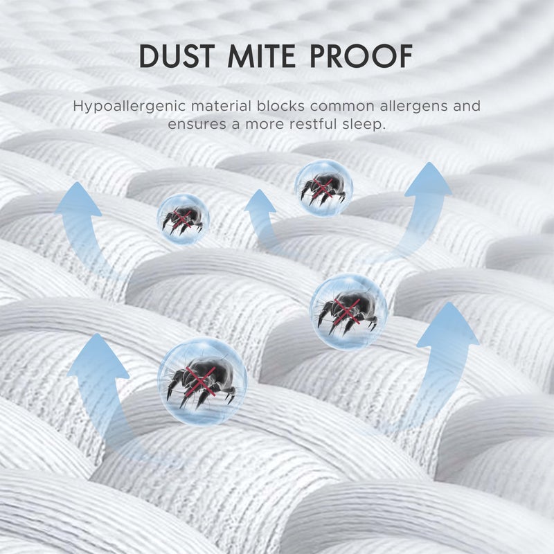 Degrees of Comfort غطاء مرتبة كامل الحجم، غطاء بسحاب من ستة جوانب مع طلاء مقاوم للبقع من 3M Scotchgard، حاجز قماش مضاد للحساسية، يناسب مرتبة بعمق 13-15" - Image 5