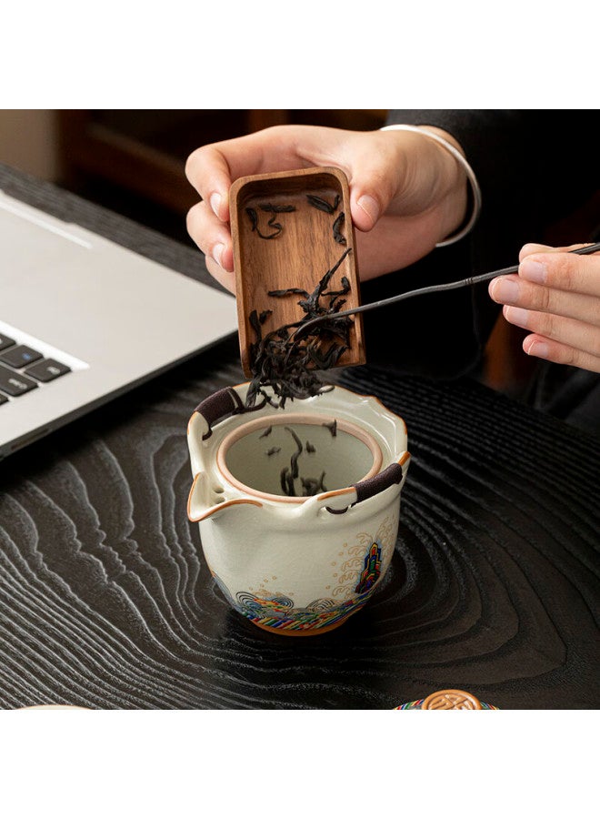 TANGFENG Tang Feng Ru Kiln Portable Travel Tea Set With Quick Cup, Single-person Tea Pot, Haishui Jiangyaxingyun Travel Tea Set - Image 3