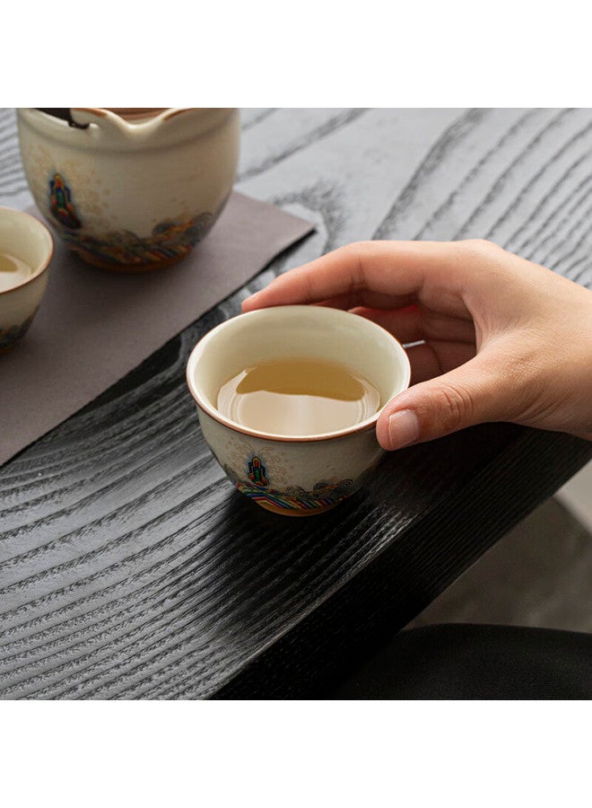 TANGFENG Tang Feng Ru Kiln Portable Travel Tea Set With Quick Cup, Single-person Tea Pot, Haishui Jiangyaxingyun Travel Tea Set - Image 5