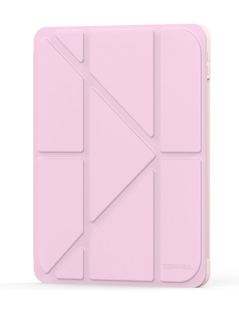 iPad Terra Leather Cover 10.2/10.5 2021/2020/2019/2017 with Smart Pen Holder Slim Smart Cover with Stand 2 in 1 Pink