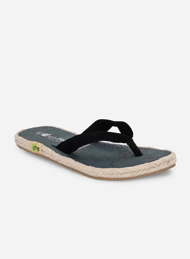 Fresh Feet Fresh Feet Black Plain Thong Toe Yoga Mat Slippers