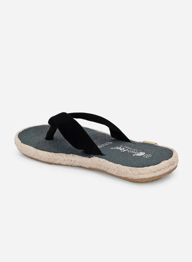 Fresh Feet Fresh Feet Black Plain Thong Toe Yoga Mat Slippers