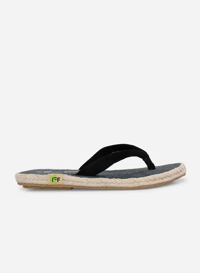 Fresh Feet Fresh Feet Black Plain Thong Toe Yoga Mat Slippers