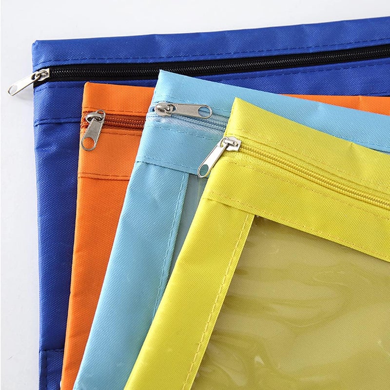 SdeFe Store Zippered Pen Pencil Binder Pouch 3 Rings with Clear Window for School Classroom Organizers 8 Pcs (Yellow) - Image 4
