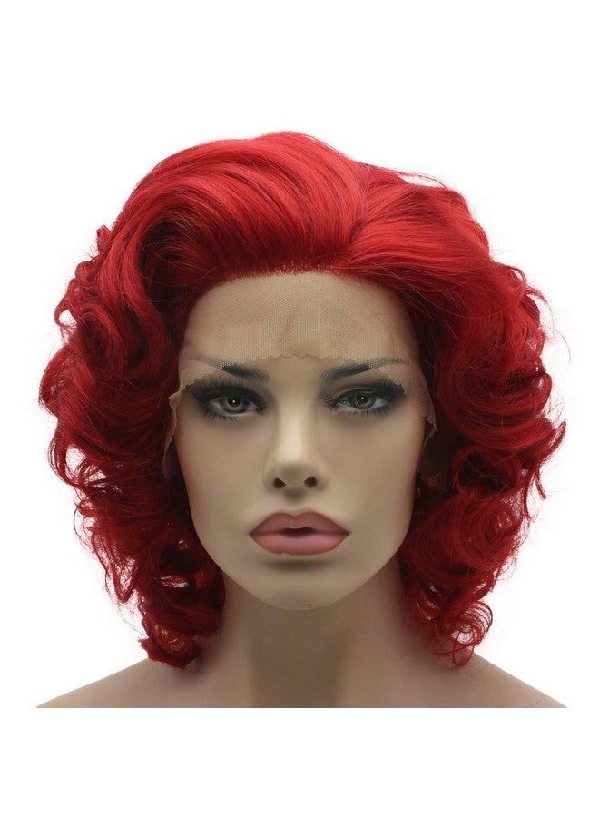 Lushy Short Red Wig Heat Friendly Heavy Density Synthetic Lace Front Wig - Image 2