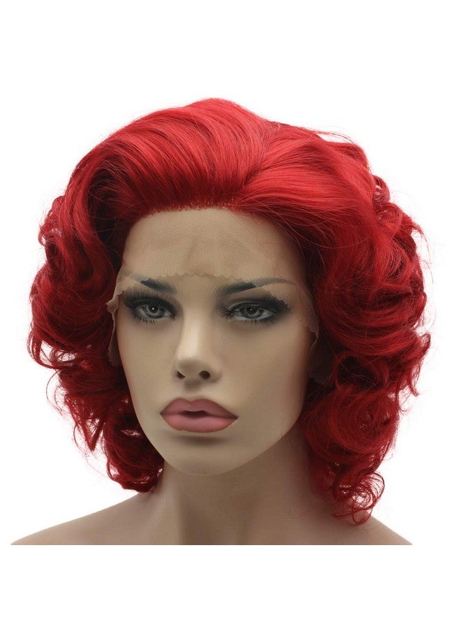Lushy Short Red Wig Heat Friendly Heavy Density Synthetic Lace Front Wig - Image 4