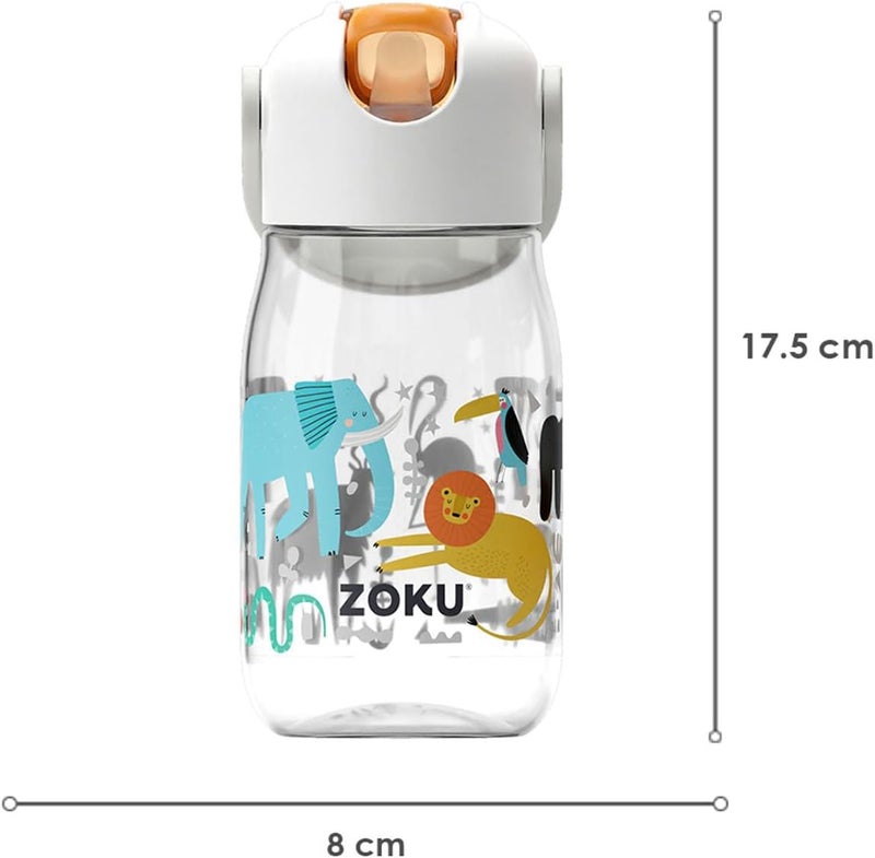Zoku Kids Flip Straw Bottle Clear Safari, 410ml - Image 4
