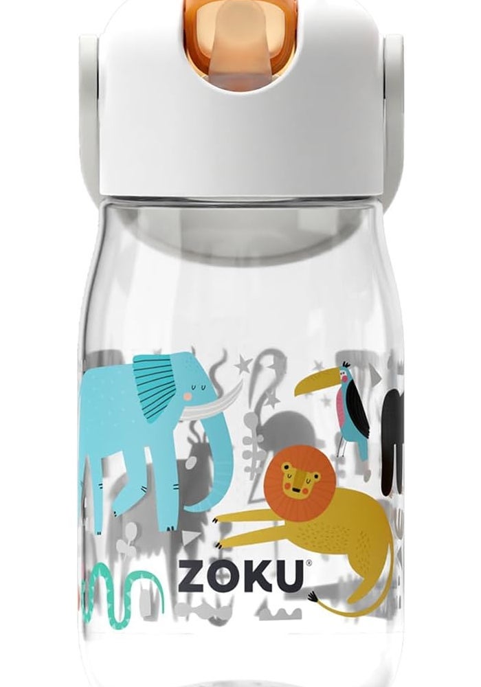 Zoku Kids Flip Straw Bottle Clear Safari, 410ml - Image 3