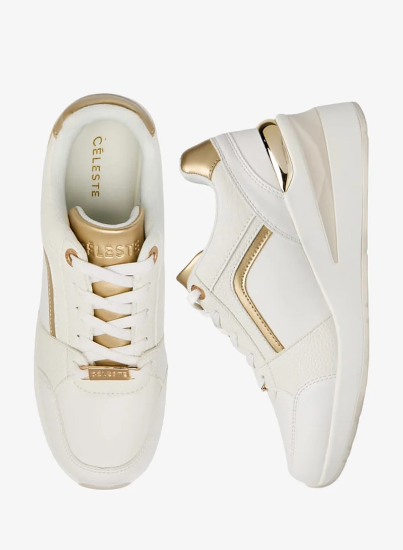Celeste Womens Panelled Sneakers With Lace-Up Closure