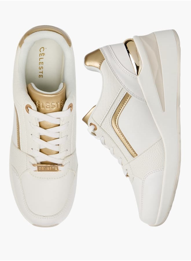 Celeste Womens Panelled Sneakers With Lace-Up Closure  - Image 2