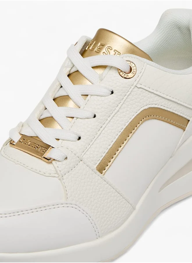 Celeste Womens Panelled Sneakers With Lace-Up Closure