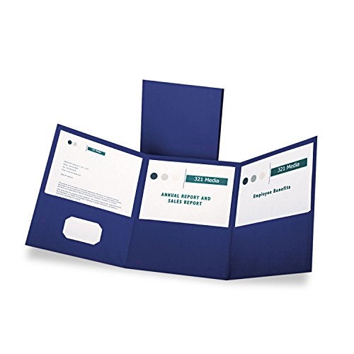 Oxford 59802 Tri-fold Pocket Folder,Holds 150 Sheets,LTR,20/BX,Blue - Image 1