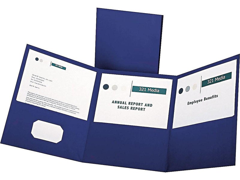 Oxford 59802 Tri-fold Pocket Folder,Holds 150 Sheets,LTR,20/BX,Blue - Image 2