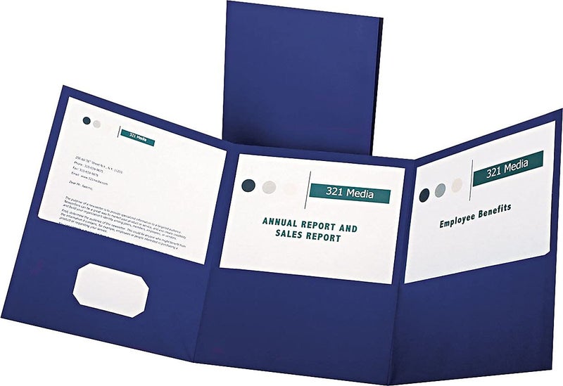 Oxford 59802 Tri-fold Pocket Folder,Holds 150 Sheets,LTR,20/BX,Blue - Image 3