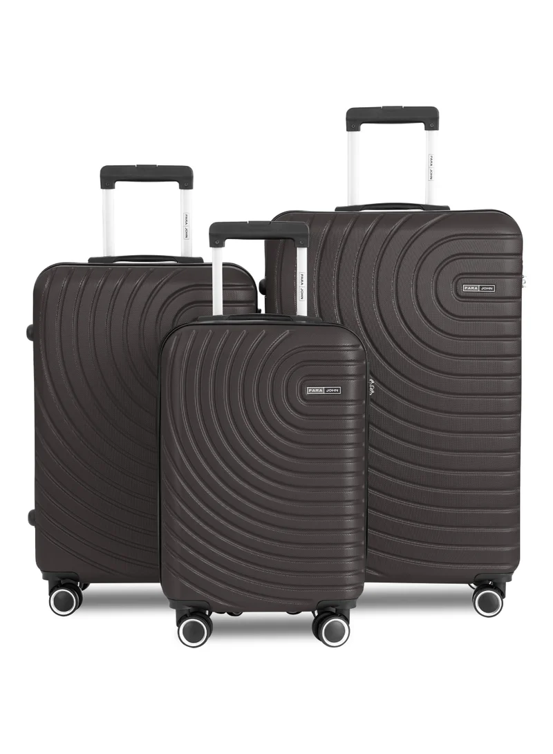 PARAJOHN Spiral 3-Piece Lightweight ABS Hard Shell Luggage Set – 20" Cabin (10kg), 24" Medium (20kg) & 28" Large (30kg) Trolley Bags with 4 Spinner Wheels & TSA Lock, Dark Grey