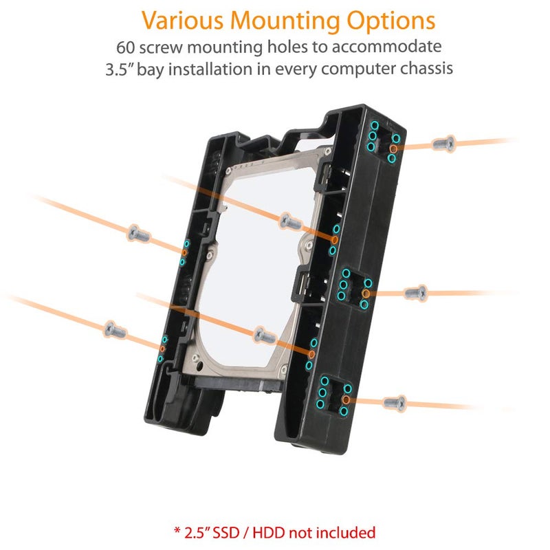 ICY DOCK Dual 2.5 inch to 3.5 inch HDD & SSD Light Weight Mounting Bracket Adapter for Internal 3.5" Drive Bay | EZ-Fit Lite MB290SP-B - Image 5