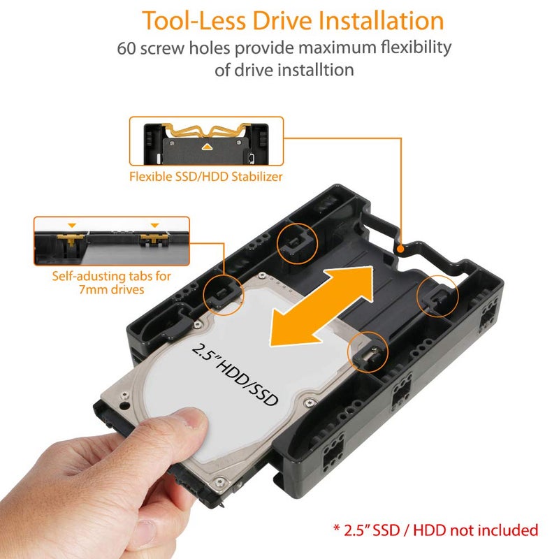 ICY DOCK Dual 2.5 inch to 3.5 inch HDD & SSD Light Weight Mounting Bracket Adapter for Internal 3.5" Drive Bay | EZ-Fit Lite MB290SP-B - Image 4