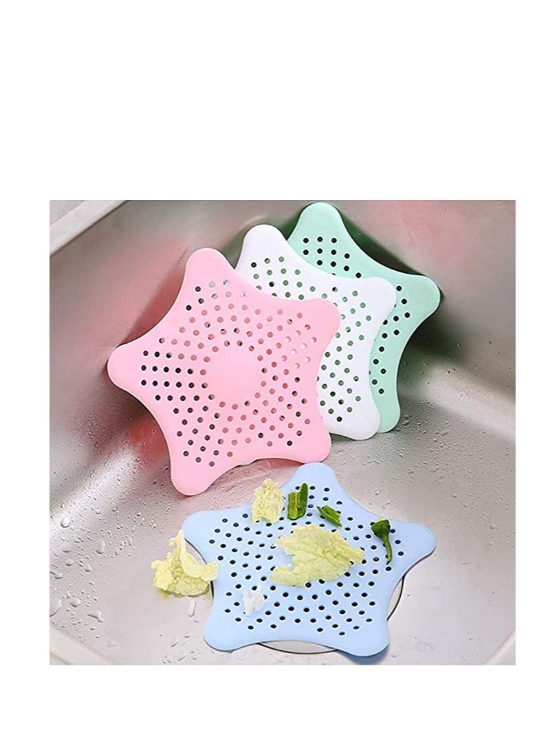 NIBEMINENT Filter Pad, Cup 4pc Ilica Gel to Clean The Prevent Water Pipe from Clogging for Kitchen Drains Food Residue and Hair (White, Pink, Green) - Image 1