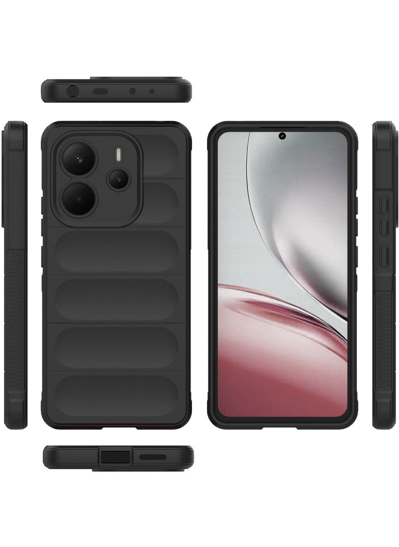 جراب Redmi Note 14 4G: غلاف هاتف مقاوم للصدمات من مادة TPU وسيليكون - أسود