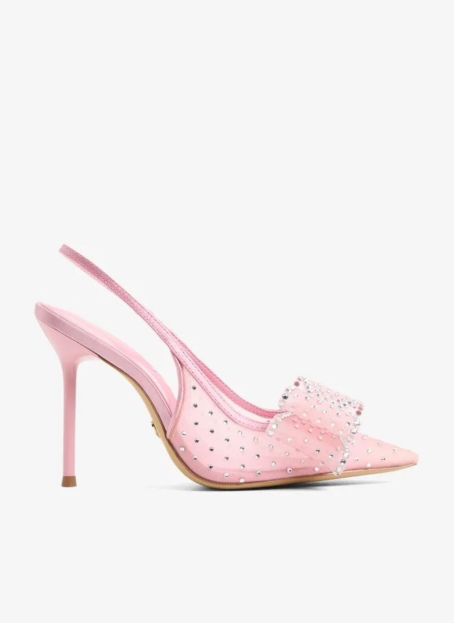 الدو حذاء بكعب عالي مزين بفيونكة وحزام للكاحل