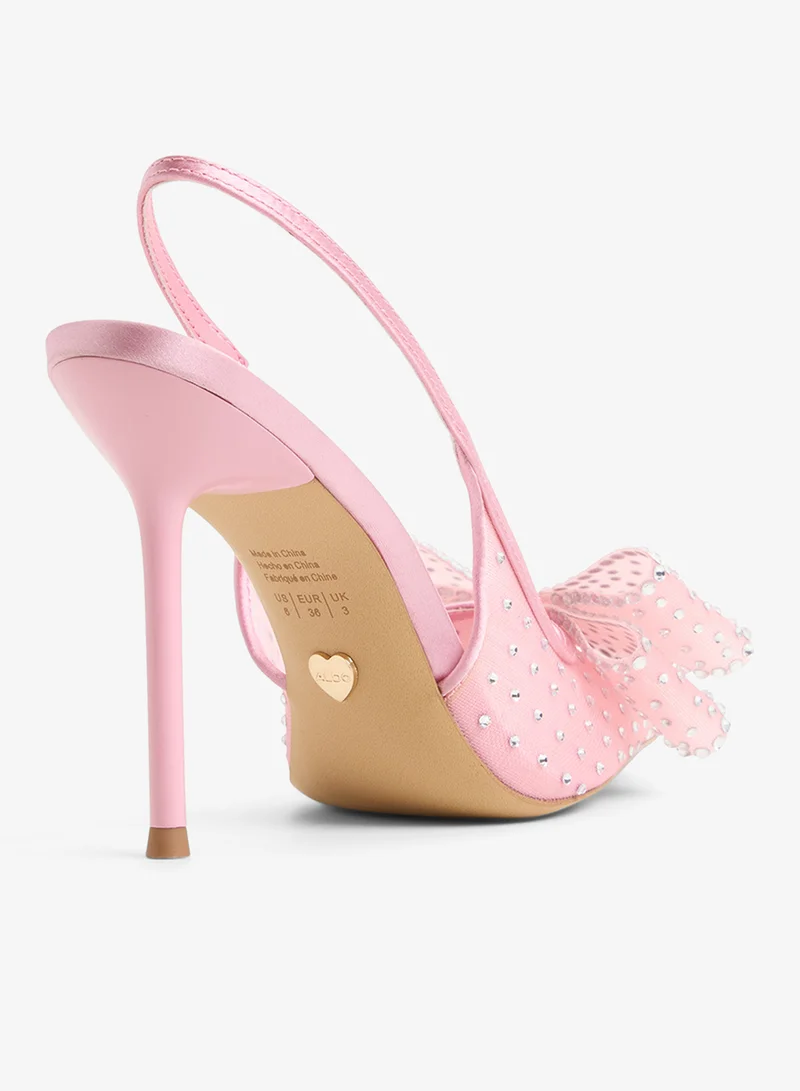 Aldo LIGHT PINK Bow Detail Embellished Ankle Strap Pumps for Women | Best Price UAE