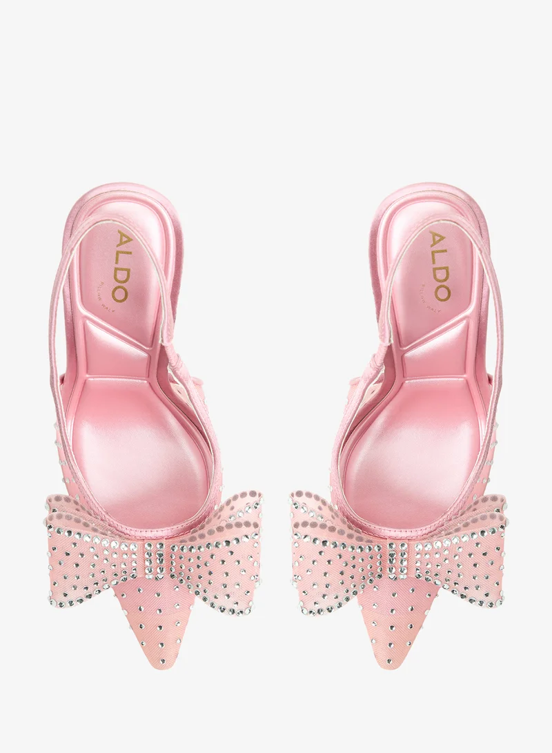 Aldo LIGHT PINK Bow Detail Embellished Ankle Strap Pumps for Women | Best Price UAE