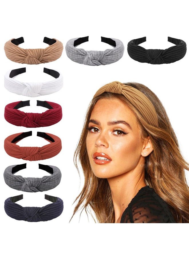 DRESHOW 8 Pack Knotted Headbands for Women Wide Turban Headband Yoga Exercise Ribbing Hair Hoop Hair Bands Accessories  - Image 1