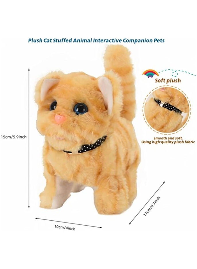 Interactive Electric Plush Cat Toy, Walking and Meowing Stuffed Animal, Persian Kitten with Wagging Tail, Fun Companion for Kids, Perfect Birthday Gift (Yellow) - Image 4