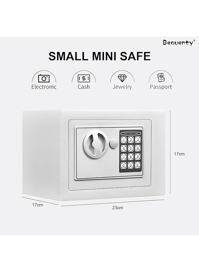 erorex Safe Box Money Safe Box With Electronic Keypad And Key Lock，Mini Fireproof Safe Deposit Box For Cash，Jewelry，Passport Keys White - Image 3
