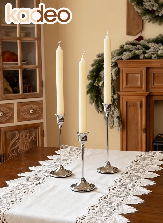 kadeo Metal Candle Holders Set of 3, Elegant Decorative Pillar Candle Stand, Durable Iron Craft, Non-Slip Base, Tabletop Home Decor - Image 5