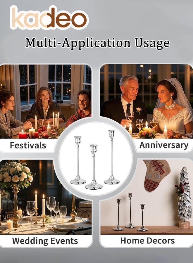 kadeo Metal Candle Holders Set of 3, Elegant Decorative Pillar Candle Stand, Durable Iron Craft, Non-Slip Base, Tabletop Home Decor - Image 3