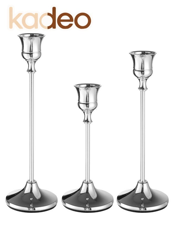 kadeo Metal Candle Holders Set of 3, Elegant Decorative Pillar Candle Stand, Durable Iron Craft, Non-Slip Base, Tabletop Home Decor - Image 1