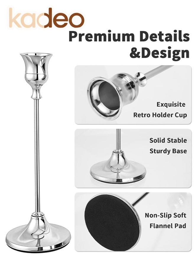 kadeo Metal Candle Holders Set of 3, Elegant Decorative Pillar Candle Stand, Durable Iron Craft, Non-Slip Base, Tabletop Home Decor - Image 2