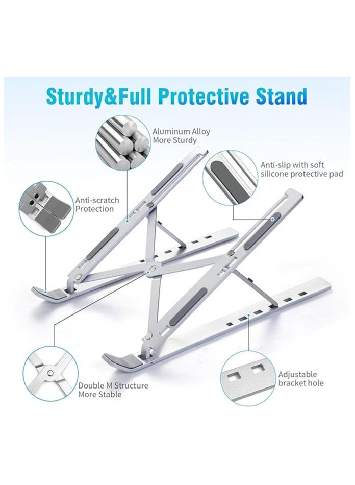 QSHOP - QSHOP® Laptop Stand for Desk, Foldable Portable Laptop Stand ABS + Silicone Breathable Cooling Notebook Stand for MacBook Pro Air, Lenovo, Dell, HP, Laptop, Tablet - Image 1