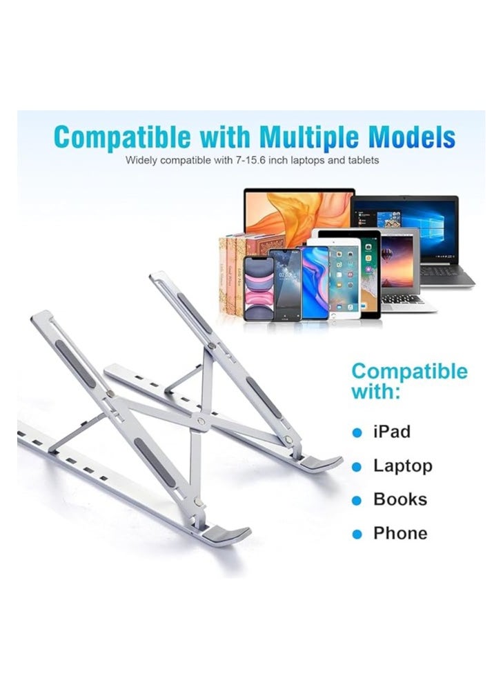 QSHOP - QSHOP® Laptop Stand for Desk, Foldable Portable Laptop Stand ABS + Silicone Breathable Cooling Notebook Stand for MacBook Pro Air, Lenovo, Dell, HP, Laptop, Tablet - Image 1