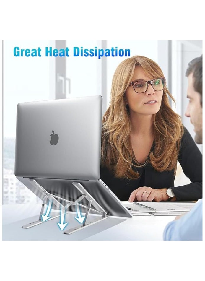 QSHOP - QSHOP® Laptop Stand for Desk, Foldable Portable Laptop Stand ABS + Silicone Breathable Cooling Notebook Stand for MacBook Pro Air, Lenovo, Dell, HP, Laptop, Tablet - Image 1