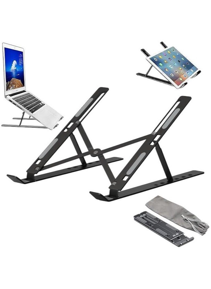 QSHOP - QSHOP® Laptop Stand for Desk, Foldable Portable Laptop Stand ABS + Silicone Breathable Cooling Notebook Stand for MacBook Pro Air, Lenovo, Dell, HP, Laptop, Tablet - Image 1