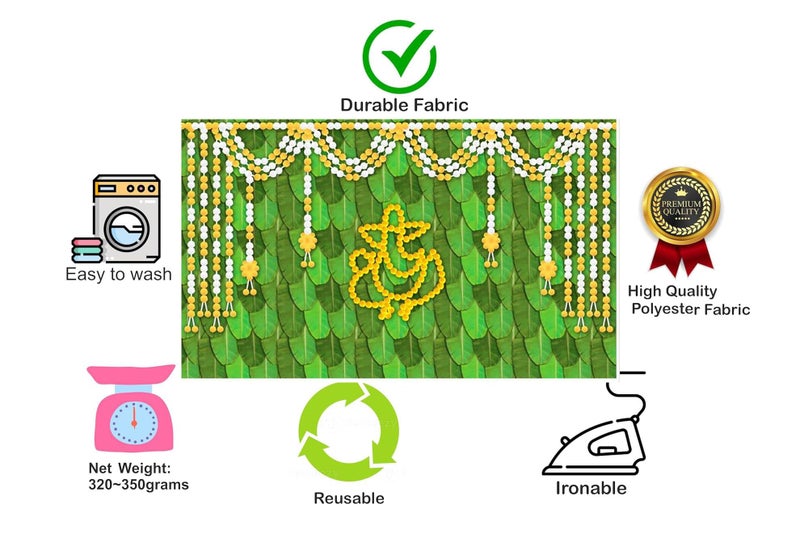 BAGUE Back Drop Curtain for Decoration for Pooja Wedding Backdrop Cloth for All Festivals/House Hold Functions/Haldi Function/Ceremonies (8X5), Green - Image 4