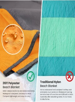 Y&D POPCHOSE Beach Blanket, Sandfree Mat 83"×78" for 1-3 Adults, Easy to Clean, Lightweight & Compact, Large Sandproof Waterproof Blanket with 6 Stakes Travel Camping Hiking Picnic  - Image 2