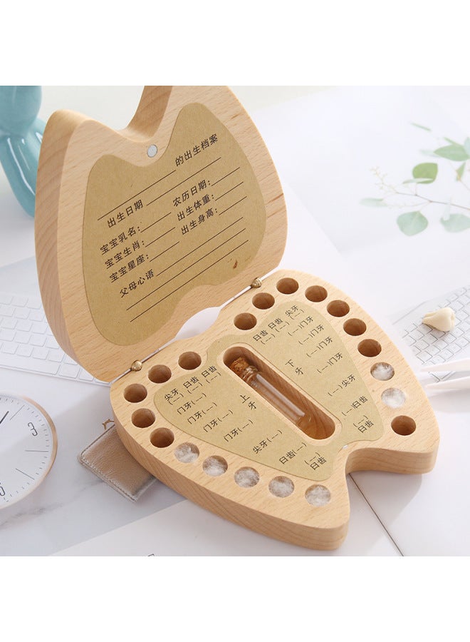 Solid Wood Teeth Box Children's Teeth Box Teeth Replacement Commemorative Box Boys And Girls Teeth Storage Box Baby Fairy Preservation Bottle-Color:Variegated  - Image 3