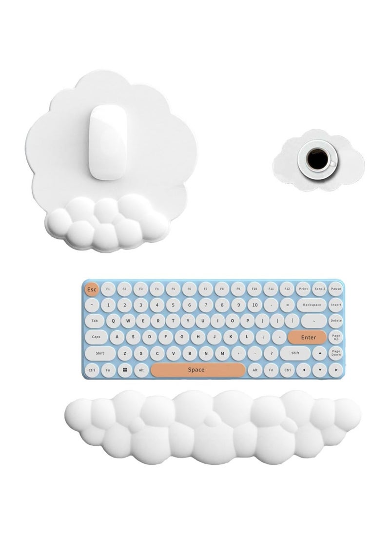 GUDOO Keyboard Wrist Rest SetCute Cloud Shape Wrist Rest Support for Mouse Keyboard Computer Elbow Pad Arm Rest Mouse Wrist Cushion Desk Cloud Wrist Pad for Typing Pain Relief (Keyboard not Included)  - Image 1