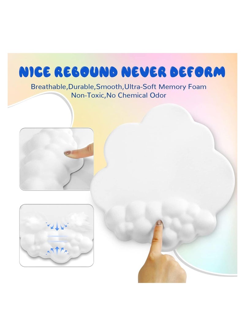GUDOO Keyboard Wrist Rest SetCute Cloud Shape Wrist Rest Support for Mouse Keyboard Computer Elbow Pad Arm Rest Mouse Wrist Cushion Desk Cloud Wrist Pad for Typing Pain Relief (Keyboard not Included)  - Image 2