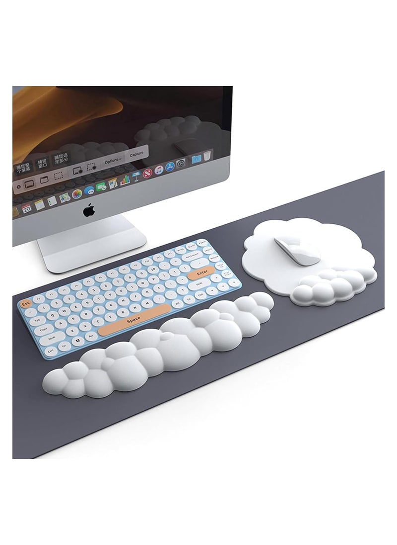 Keyboard Wrist Rest SetCute Cloud Shape Wrist Rest Support for Mouse Keyboard Computer Elbow Pad Arm Rest Mouse Wrist Cushion Desk Cloud Wrist Pad for Typing Pain Relief (Keyboard not Included)